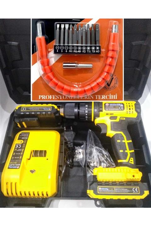 MurCell Murcell 21 V Şarjlı Matkap Vidalama Darbeli Çantalı Profesyonel Uç Set Hediyeli