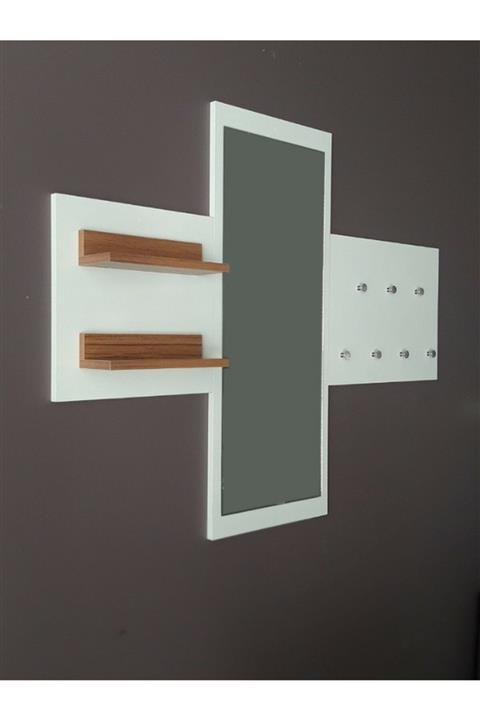 Zenodek Aynalı Raflı Portmanto Ve Duvar Askılığı