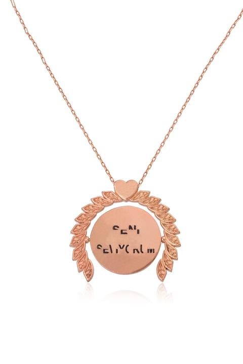 LOTUS GÜMÜŞ Seni Seviyorum Yazılı Madalyon 14 K Rose Altın Kaplama Kadın Kolye