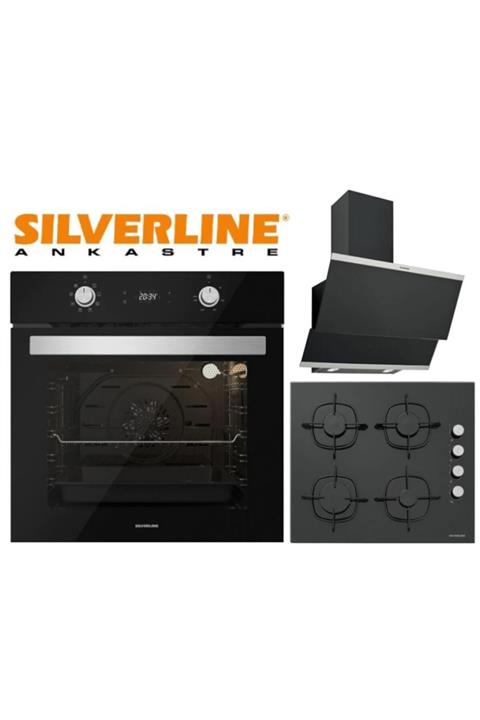 Silverline Siyah Ankastre Set (classy Siyah Davlumbaz + Cs5335b01 Ocak + B06504b01 Fırın)