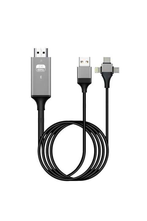 Techstorm Tsch318 Bluetooth Ses Destekli 3in1 Type-c/lightning/micro Usb To Hdmı Kablo 2m