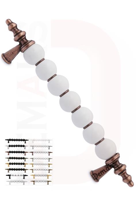 Demaks Kumru Boncuk Beyaz-antik Bakır 128mm (1adet) Polimer Mobilya Dolap Çekmece Kulpu
