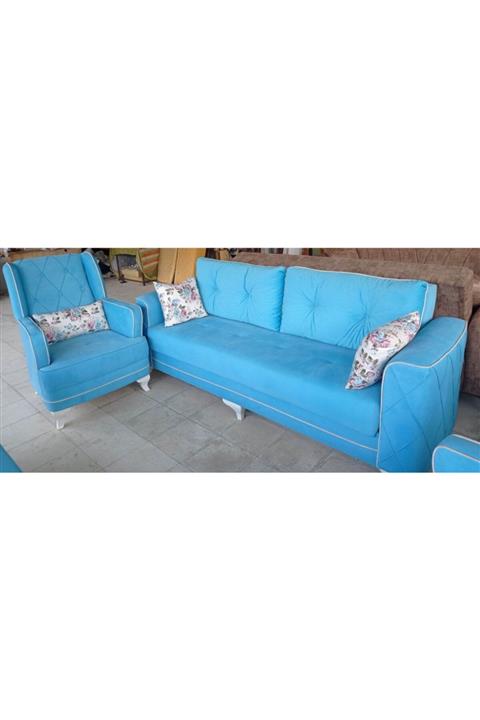 Türkmen Mavi Koltuk Takımı Oturma Odası