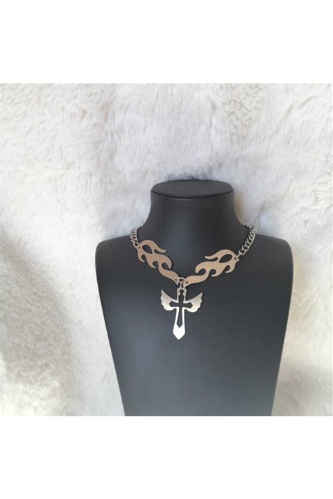 Fugusugu Angel's Cross Flame Choker