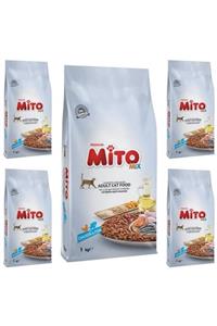 Mito Mix Adult Cat Tavuklu Ve Balıklı Renkli Taneli Yetişkin Kedi Maması 1 kg X5adet