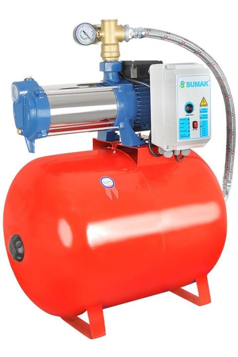 Sumak Symth6-150/8 Yatay Kademeli Bina Hidroforu 100 Lt Tanklı 9 Kat 20 Daire 380 Volt 1.5 Hp