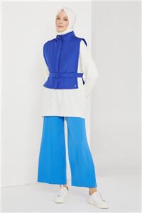 Armine Elyaflı Kısa Yelek 21k4401 Saks
