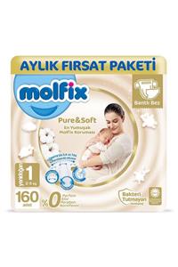 Molfix Pure & Soft Bebek Bezi 1 Beden Yenidoğan Aylık Fırsat Paketi 160 adet