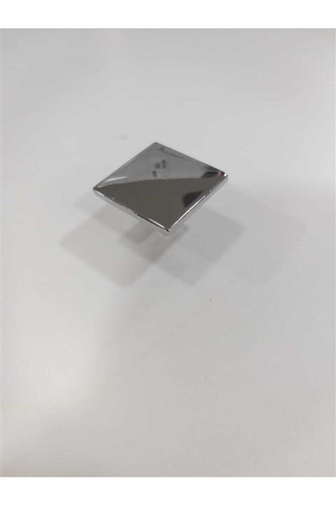 ARON HIRDAVAT Kare Parlak Krom Mobilya Vestiyer Çekmece Dolap Kulbu Tek Delik