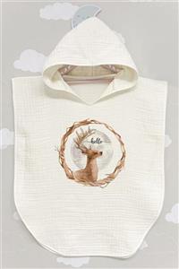 BabyLimon Hello Deer 4 Kat Müslin Kapüşonlu Panço - For Baby Serisi