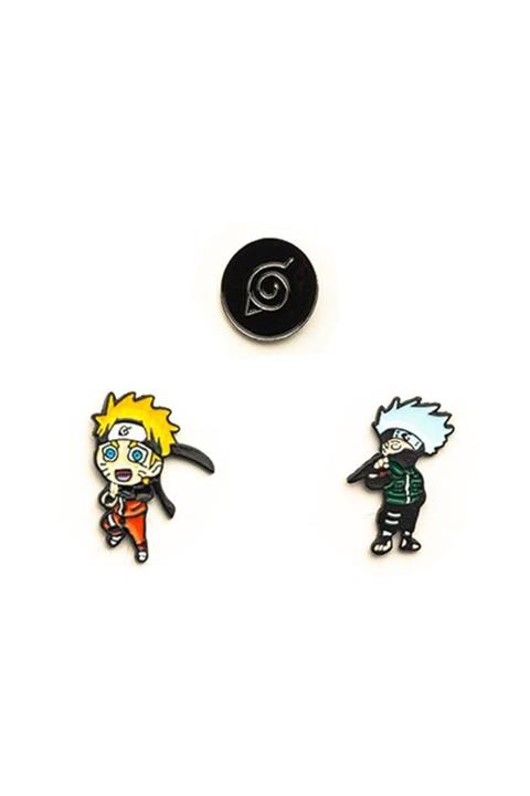 AlpCollection Naruto Anime One Piece Iğneli Renkli Metal 3 Adet Rozet Broş