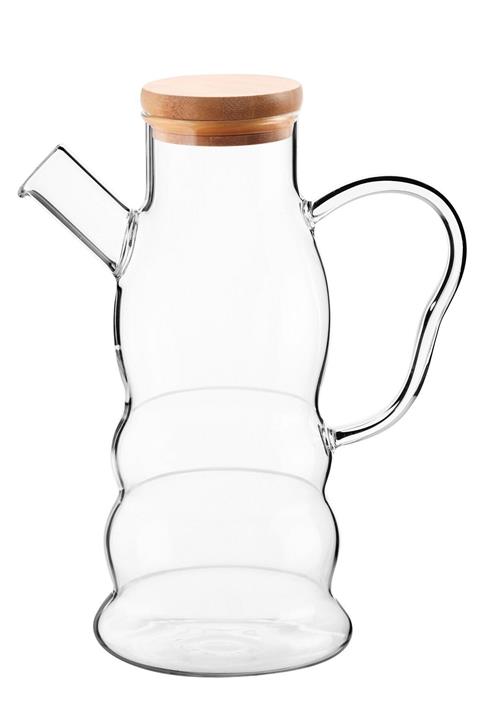 Queen’s Kitchen Bambu Kapaklı 600ml Borasilikat Cam Yağlık - Sürahi