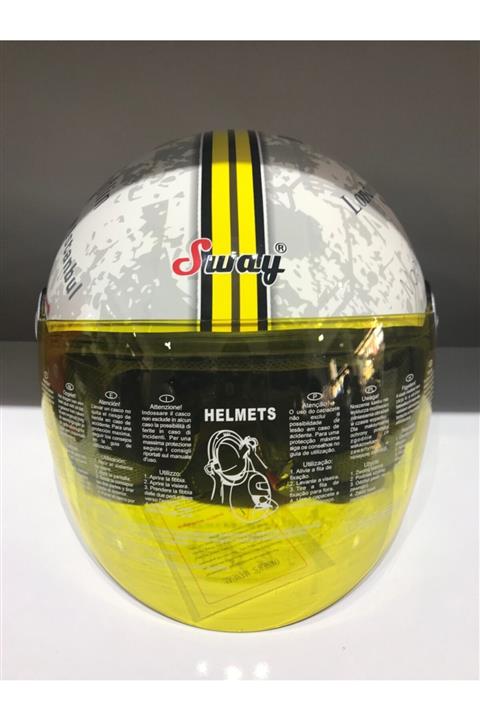 Sway 701 Ece Sertifik Open Face Italyan Stil Haritalı Açık Kask