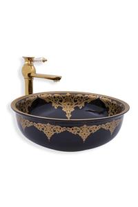 EVA BANYO Lena Tezgah Üstü Lavabo Sıyah&gold E-7021