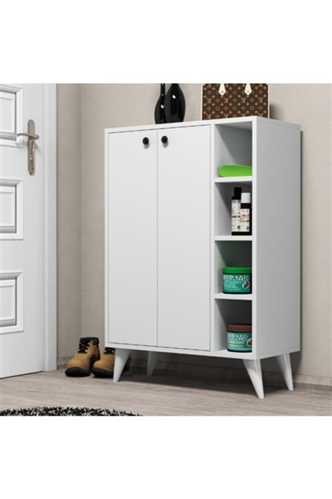 Mezza Ayakkabılık 9 Raflı 2 Kapaklı Beyaz Multı 1810