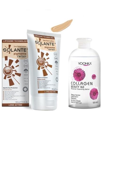 Solante Kamuflaj Etkili Pigmenta Tinted 150 Ml + Kolajen Içeren Temizleme Suyu 500 Ml