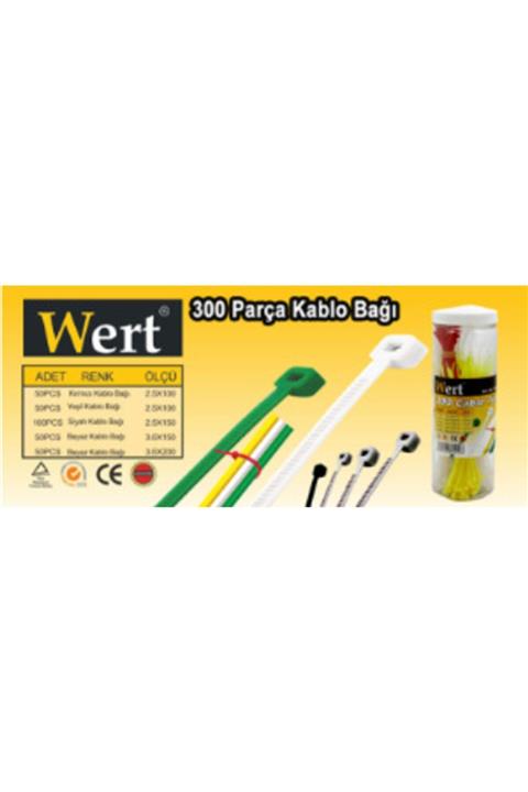 WERT Cırt Kelepçe Kablo Bağı Seti 300 Parça