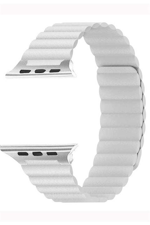 Coverzone Apple Watch Kayış 42 Mm Deri Beyaz