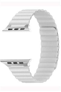 Coverzone Apple Watch Kayış 42 Mm Deri Beyaz