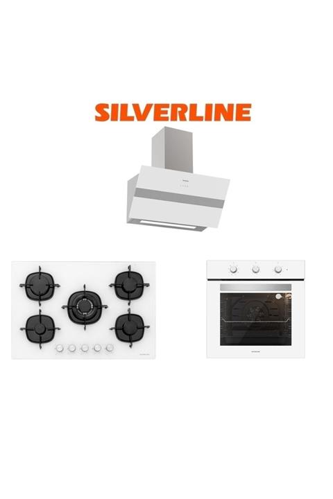 Silverline Beyaz Cam Ankastre Set (3472 Bold 60+CS5365W01+BO6503W01)