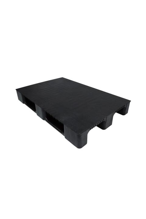 Hira Plastik Plastik Palet Siyah 3 Kızaklı Plastik Raf Paleti 80x120x15 Cm 13 Kg