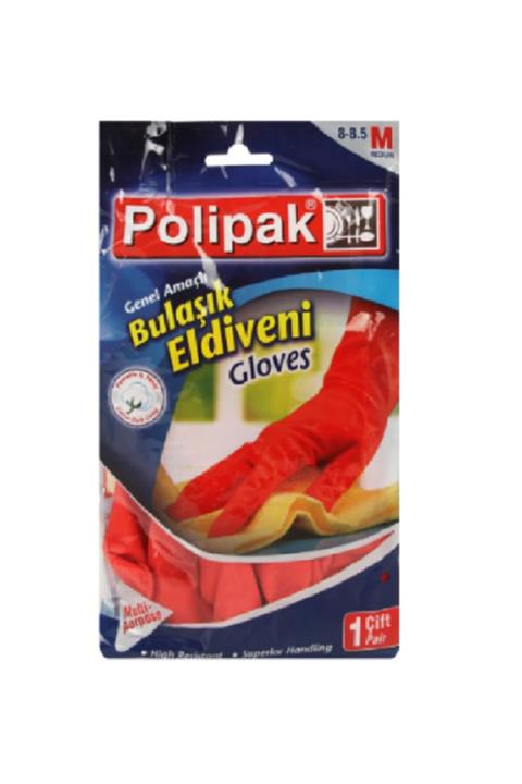 Polipak Kırmızı Bulaşık Eldiveni 8,8-5 Numara