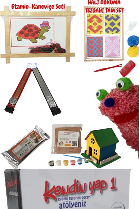 Oyun ve Sanat Kendin Yap 1 Atölyesi- Etamin Kiti (KANEVİÇE) - Halı Dokuma Tezgahı- Seramik Hamuru-ahşap Boyama...