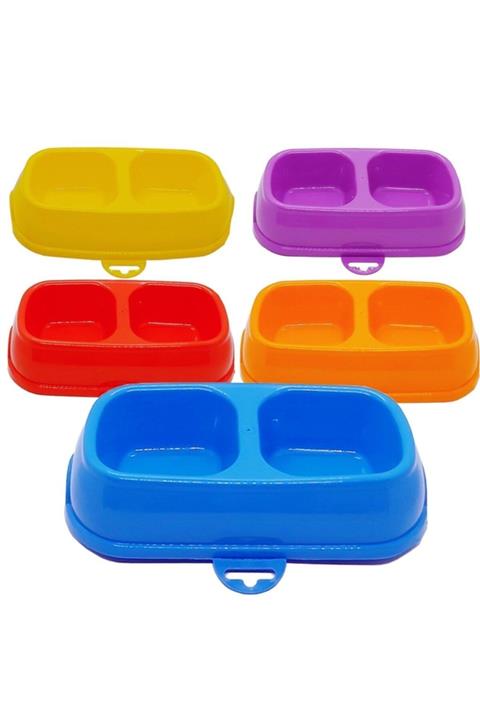 EvimShopping Evcil Hayvan Kedi Köpek Çift Bölme Mama Su Kabı Küçük Boy