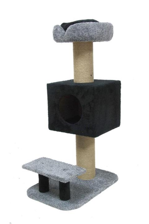 Miapet Lüks Kedi Evi Ve Tırmalama Joyful Cat Siyah 64x117x46 cm