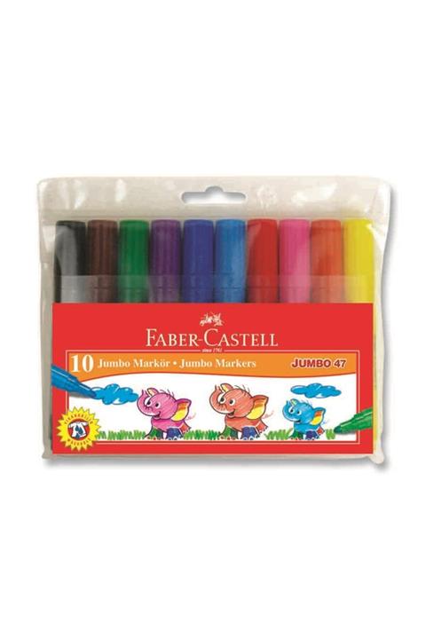 Faber Castell 10'lu Jumbo Marker Keçeli Kalem 10 Renk
