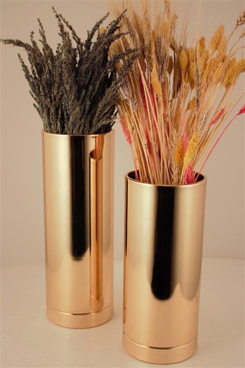 AbajurAksesuar Moda Gold Ikili Vazo