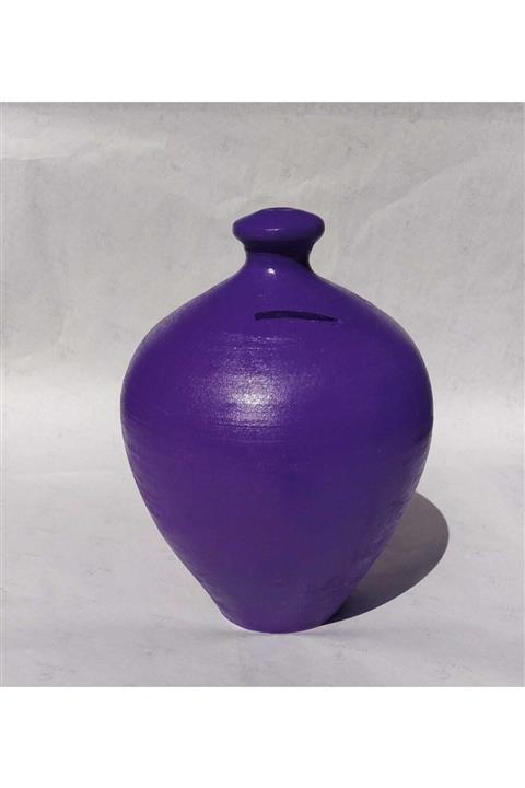 Mask Çömlek Dekoratif Testi Kumbara 20 cm Mor