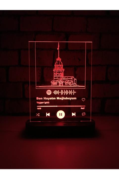 PETRADESIGN Kız Kulesi Tasarım Toygar Işıklı-ben Hayatın Mağlubuyum Spotify Temalı Lamba