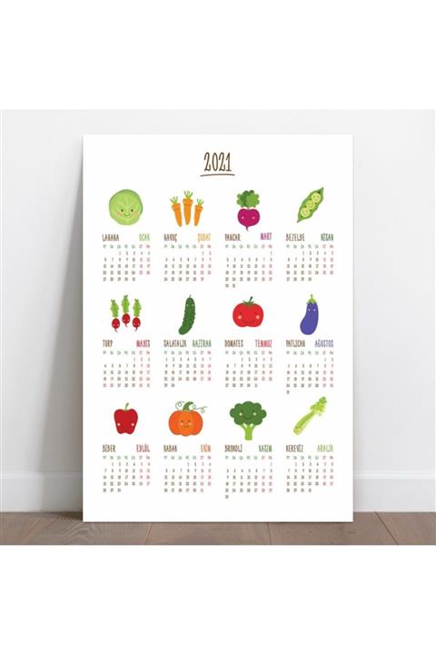 bi'aldım Sebzeli Poster Duvar Takvimi - 35x50 cm