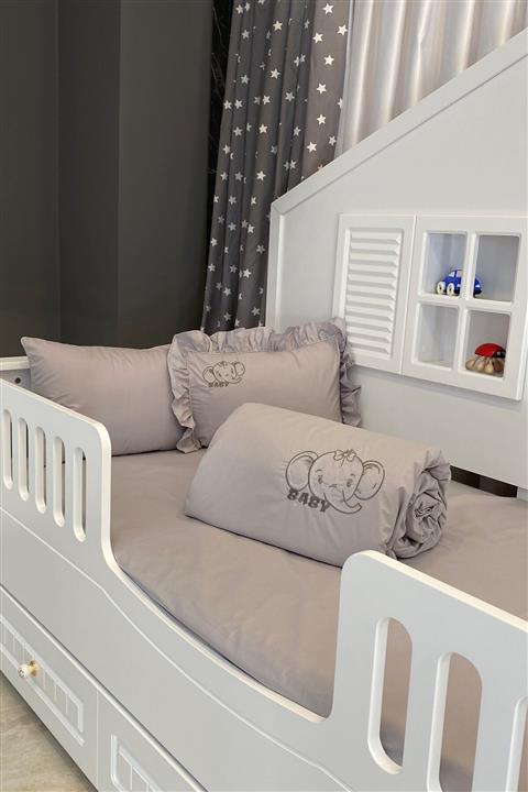 Miabella Home Özel Tasarım Fil Nakışlı Bebek Nevresim Takımı 11680