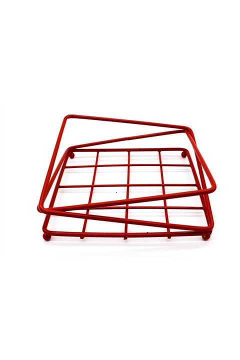 Metal Bending Art Kırmızı Paslanmaz Dolu Demir Peçetelik Sunumluk Mutfak
