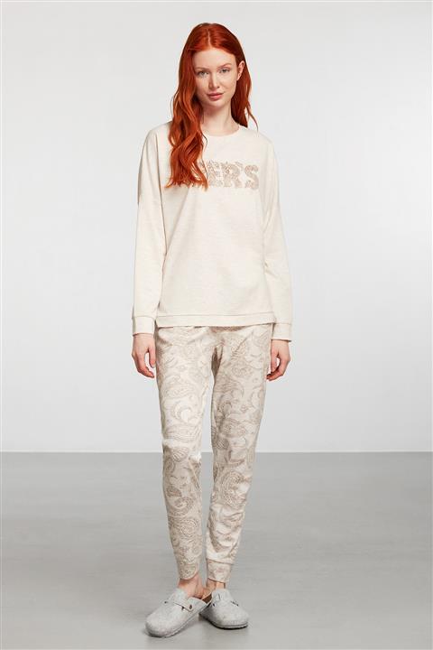 Catherine's Ekru Örme Pijama Takım