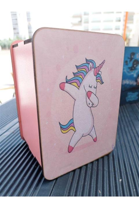 Ermap Kumbara Renkli Ahşap Açılabilir Unıcorn Desenli