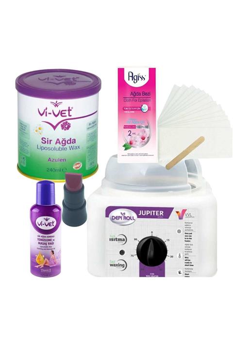 Vivet Azulen Konserve Sir Ağda Seti 240ml - Profesyonel Depirol Ağda Isıtıcı Makinesi 5 Parça