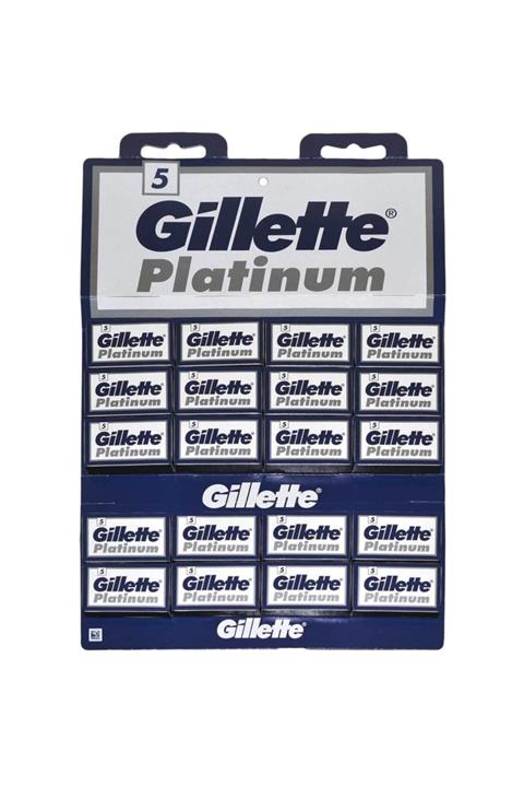 Gillette Platinum Tıraş Bıçağı Çift Kenarlı Jilet 5x20'li (100'lü) Kartela