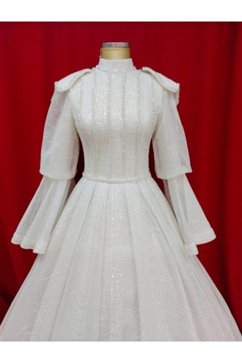 Beyaz Melek Özel Dikim Vatka Süslü Gelinlik