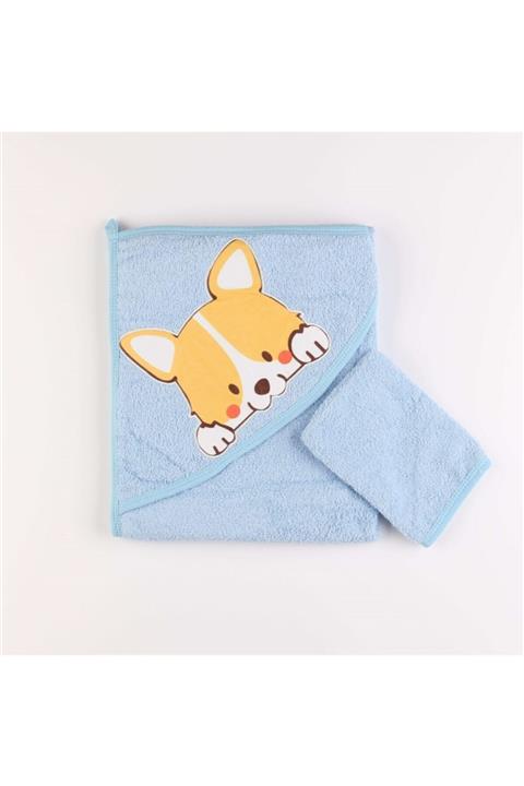 Mini Ropa Mavi Tilkili Bebek Havlusu&kese