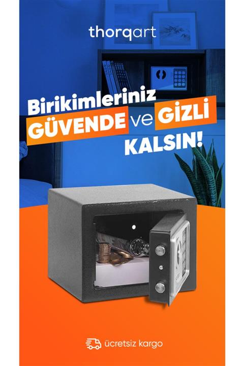 thorqtech Elektronik Şifreli Para Kasası Çelik Kasası Otel Kasası 17b Elektronik Para Ve Değerli Eşya