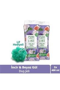 Pure Line Incir & Beyaz Gül Duş Jeli 400 ml X 2 + Lif