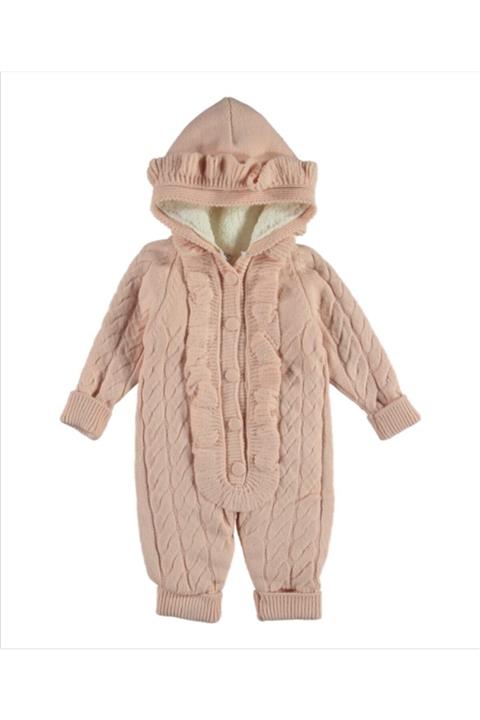 CANSIN Fırfırlı Içi Welsoftlu Triko Bebek Tulumu