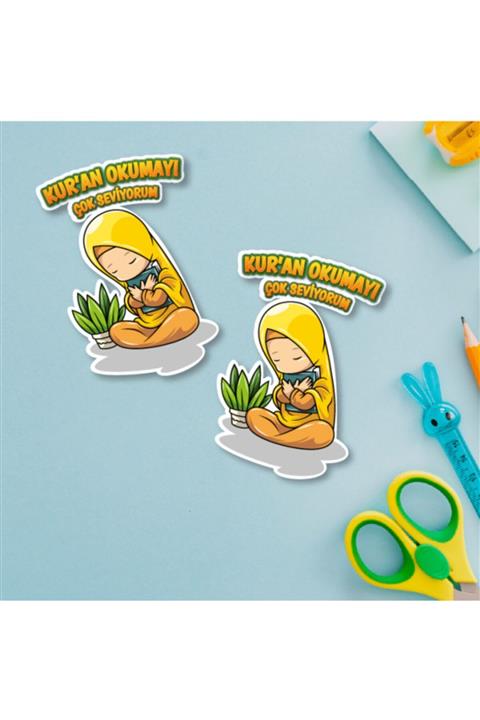 MuslimWalk Kur’an Okumayı Seviyorum Kız Çocuk Sticker (2 Adet)