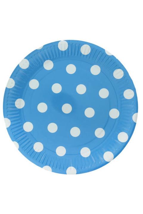 NEWOTO Tabak Karton Mavi Puantiyeli 23cm Pk:8