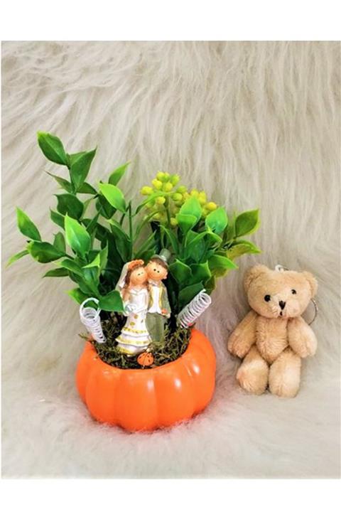 Fietra Store Evlilik Yıl Dönümü Hediye Saksılı Teraryum Ve Peluş Anahtarlık