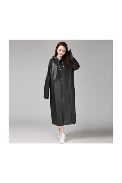 pekial Unisex Siyah Kapüşonlu ve Çıtçıtlı Eva Yağmurluk