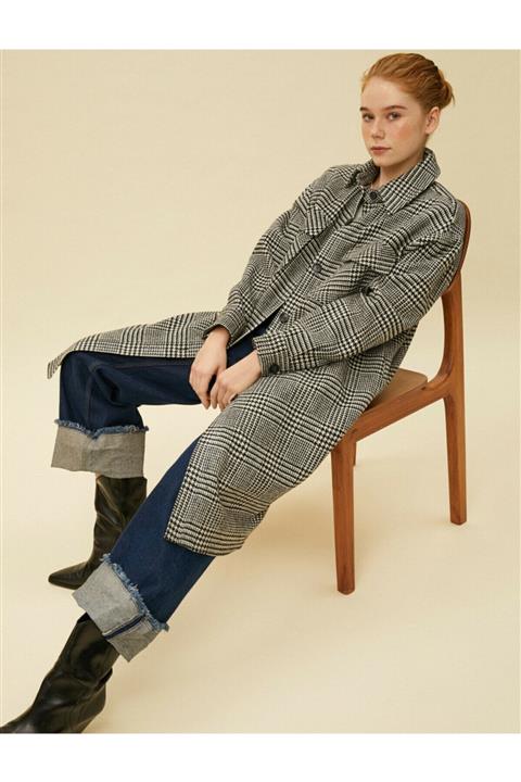 Koton Gömlek Ceket Kazayagi Desenli Uzun Kase